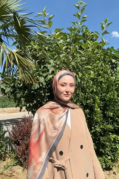 Madame Polo Prestige Vintage Desen Şal - Kızıl Kahve