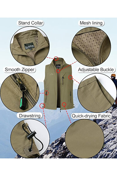 OEM Lightweight, breathable, waterproof vest with zipper and pockets for nature outings M