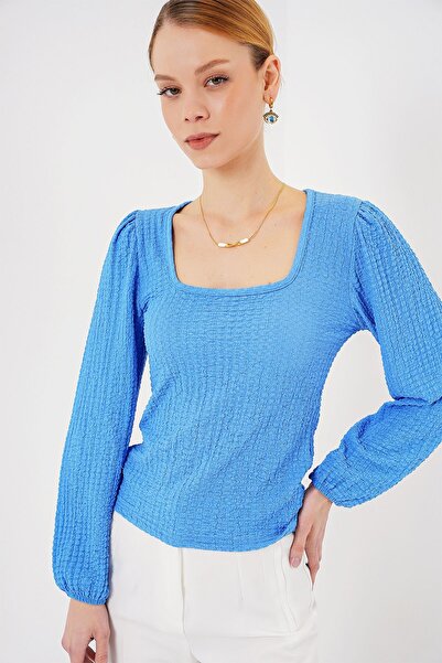 Hiccup Bluză cu mânecă lungă cu guler pătrat texturat BDART