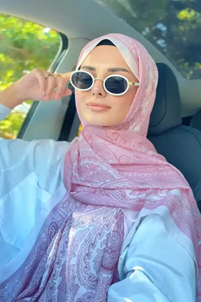 Madame Polo Tuğba BAĞ Fransız İpeği Saray Desen Şal - Pembe