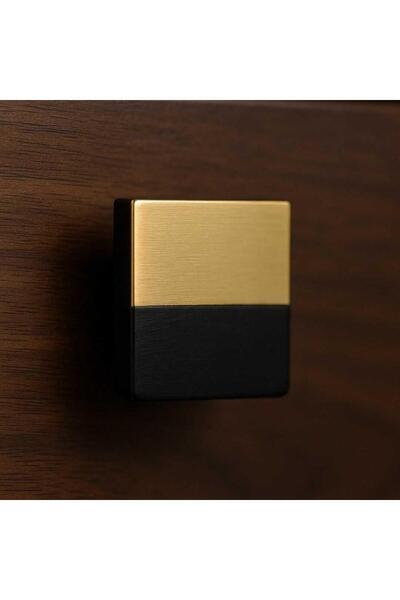 THE KAVALIERS Doğal Taş Kulp Siyah/Mat Sarı 40mm (KV CK 102B)