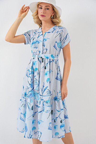 Hiccup Bdart Ornamental with Poetic V-Neck Midi Dress