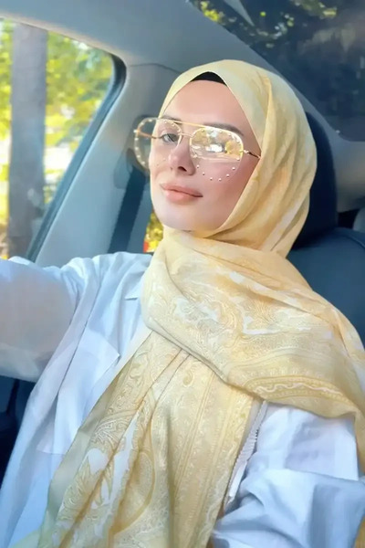 Madame Polo Tuğba BAĞ Fransız İpeği Saray Desen Şal - Sarı