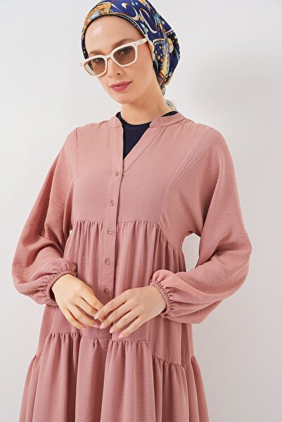 Hiccup Bdart V-Neck Buttoned Relaxed Fit Maxi Dress