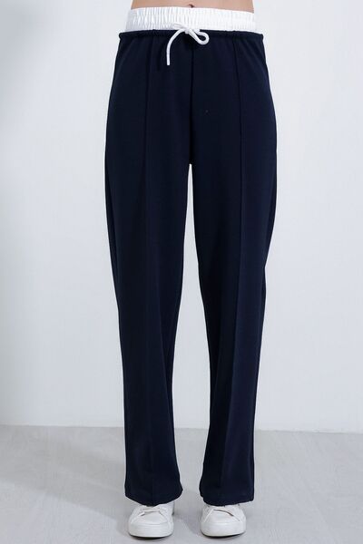 Hiccup Bdart Textured Short Waist Wide Leg Jogger Pants