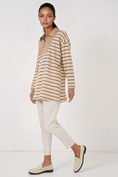 Hiccup Bdart Striped Zippered Comfortable Top