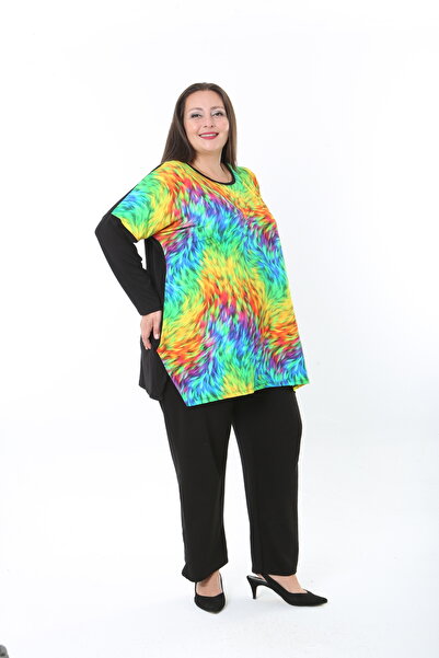 XL Modam Women's Lycra Wool Viscose Front Patterned Plus Size Tunic