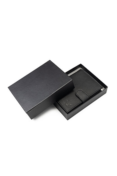 Toro Nero Men's wallet made of genuine black leather Veres with clasp, RFID protection
