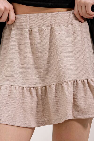 Hiccup Bdart Textured Mini Knitted Skirt with Drawstring Detail