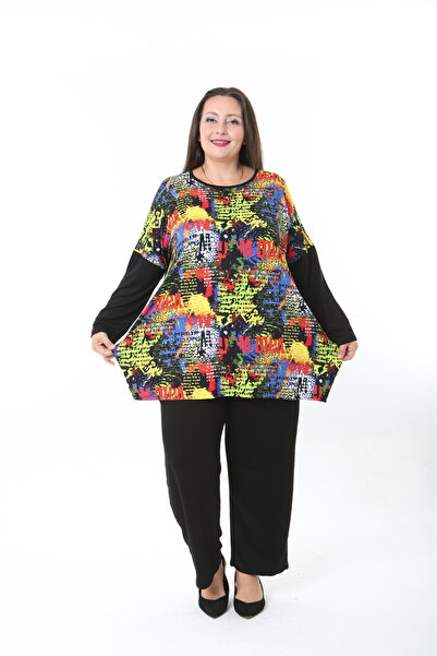 XL Modam Women's Lycra Wool Viscose Front Patterned Plus Size Tunic