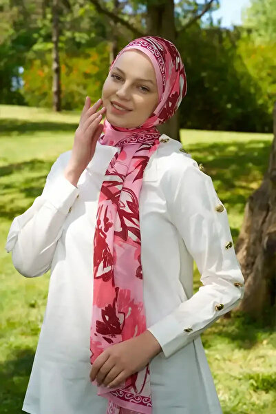 Madame Polo Prestige Line Desen Şal - Pembe