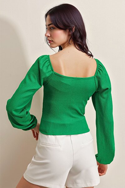 Hiccup BDART Μπλούζα με βολάν, τετράγωνο λαιμόκοψη, ριμπέλεντες ραβδώσεις