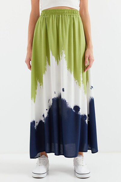 Hiccup Bdart Gradient Maxi Skirt with Elastic Waist Detail