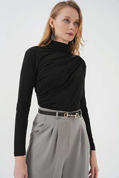 Hiccup Bluză BDART cu detaliu volan, croială strânsă, cu gât rotund