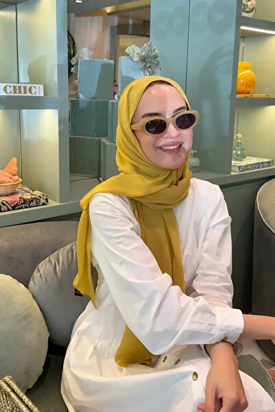 Madame Polo Krep Şifon Şal - Hardal