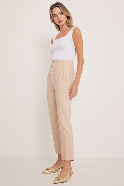 Hiccup Pantaloni creponați BDART cu talie înaltă, cu croială îngustă, până la gleznă