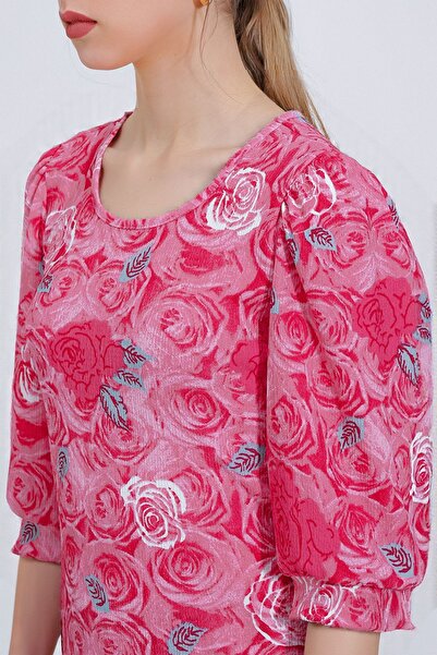 Hiccup BDART Μίντι φόρεμα με λουλούδια με τρία τέταρτα μανίκια