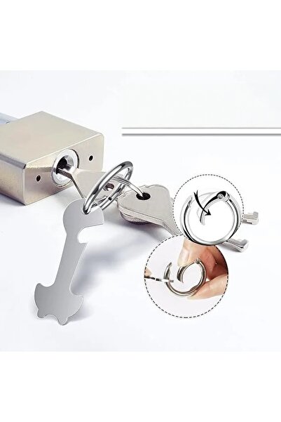 Foonii Set of 4 supermarket trolley unlocking key chains, stainless steel, silver, 6.1 x 2.3 cm