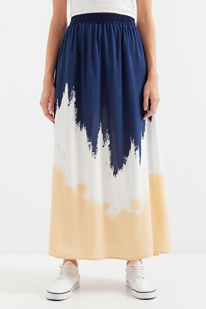Hiccup Bdart Gradient Maxi Skirt with Elastic Waist Detail
