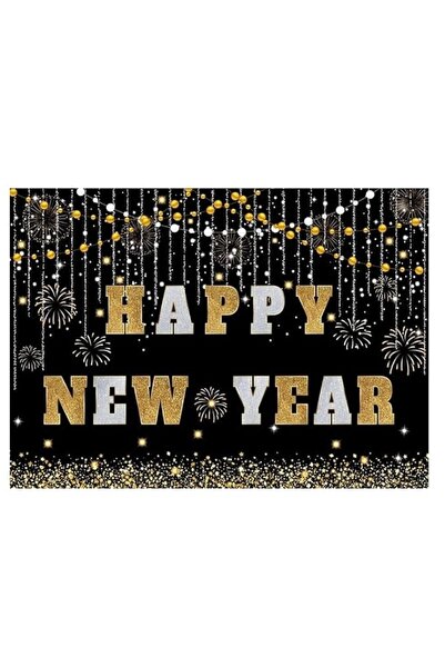 Inrui Фон за снимка за рожден ден, 150 x 210 см, винил, бяло/златно/черно