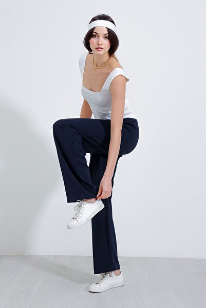 Hiccup Bdart Textured Short Waist Wide Leg Jogger Pants