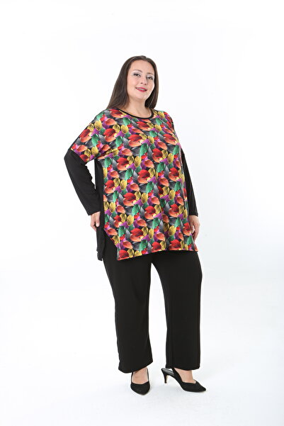 XL Modam Women's Lycra Wool Viscose Front Patterned Plus Size Tunic