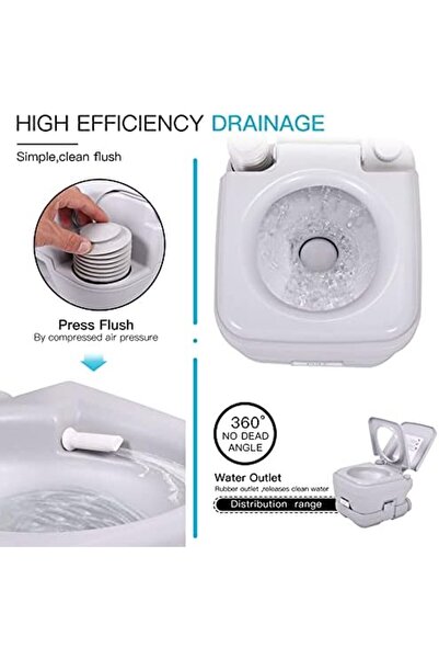 Denx Jaxpety Portable Porta Potti Toilet 2.8 Gallon 10L Indoor/Outdoor Travel Camping Toilet, Grey