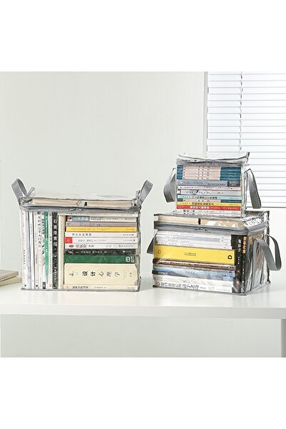 Flippy Cutie de depozitare, pliabilă, PVC+textil, impermeabilă, geantă de cărți, 23x17x28 cm, transparentă-albă