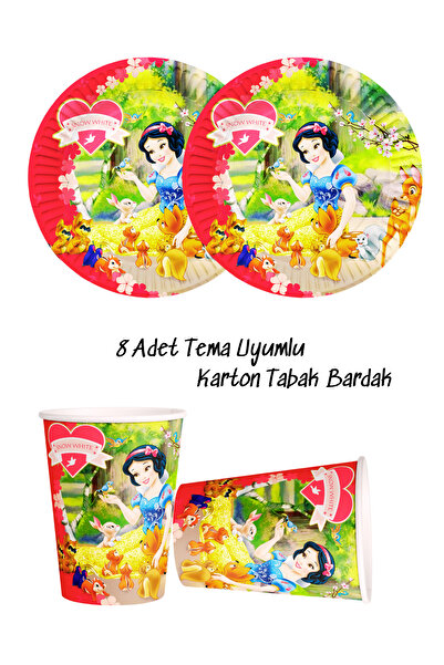 snowparty Snow White Themed Cardboard 8 Plates and 8 Cups