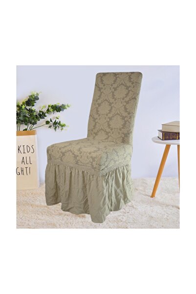 upmall Jakarli Şal Desen Etekli Sandalye Örtüsü, yüksek Kaliteli, yıkanabilir, esnekli, lastikli 6 Adet