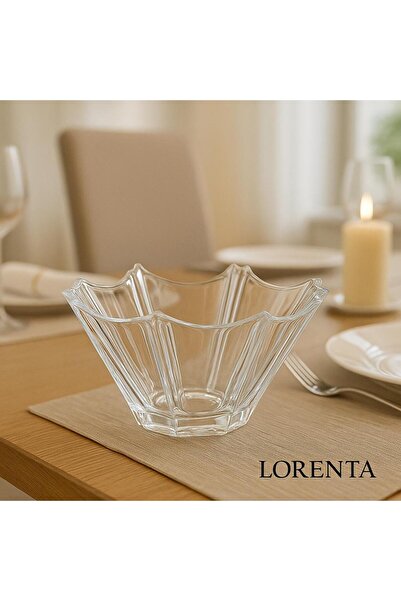 isra kristal Crystal Look Glass Bowl - Stylish Salad Bowl, Fruit Bowl and Presentation Bowl