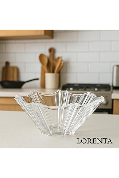 isra kristal Crystal Look Glass Bowl - Stylish Salad Bowl, Fruit Bowl and Presentation Bowl