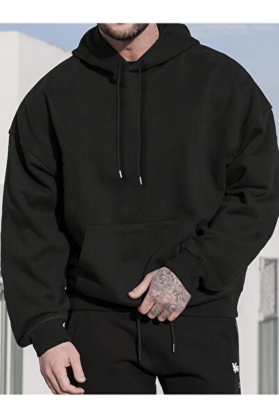 Lider Leather Hanorac unisex cu glugă și buzunar tip cangur, țesătură din bum...