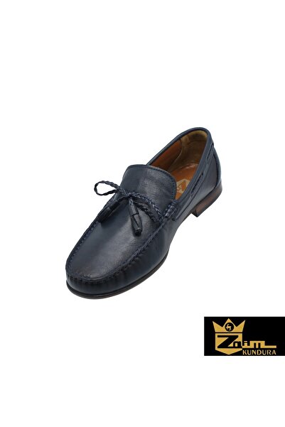 Zaim Kundura Men's Navy Blue Genuine Leather Shoes 342891016-1