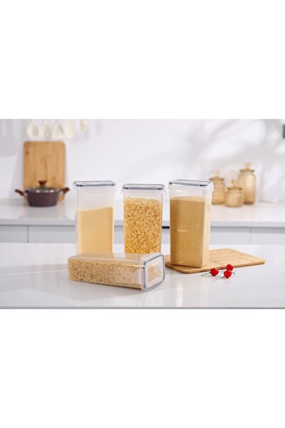 Flippy Set of 4 Plastic Containers, Airtight, 4 x 2.8 L, Transparent