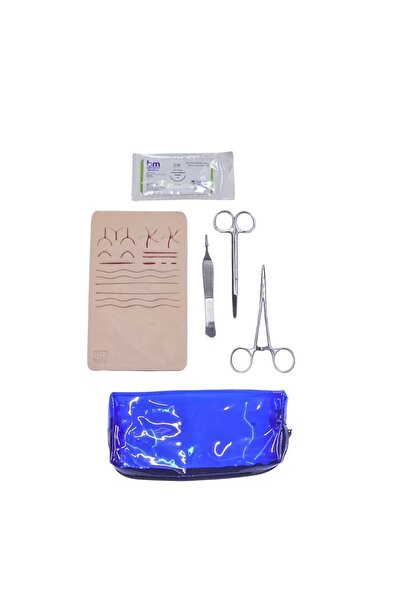 barishan medikal Eğitim Dikiş Seti -1 Çantalı Seyahat Öğrenci Asistan Seti Dikiş Pedli 3 Parça Dikiş El Aleti 2/0 Yuv