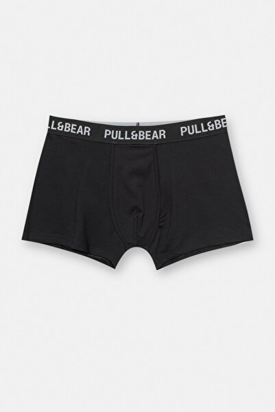 Pull & Bear Siyah logolu 3'lü boxer paketi