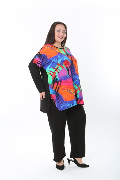 XL Modam Women's Lycra Wool Viscose Front Patterned Plus Size Tunic