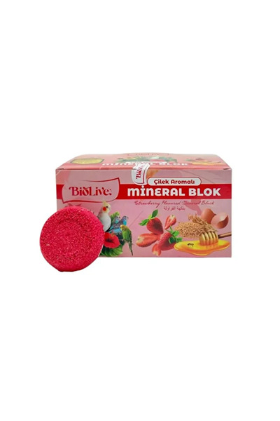 Genel Markalar Muhabbet Kuşları İçin Çilek Aromalı Mineral Blok 1 Adet