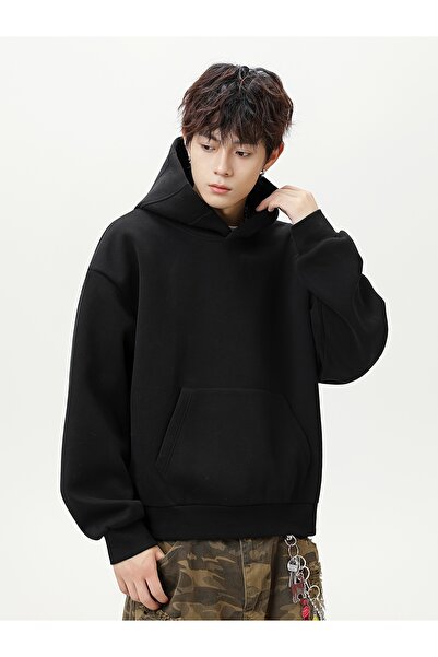 Lider Leather Hanorac unisex cu glugă și buzunar tip cangur, țesătură din bum...