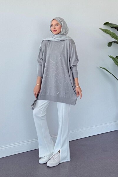 Şulemoda Giyim Μερσεριζέ Πέτρινο Τουνίκ Γκρι