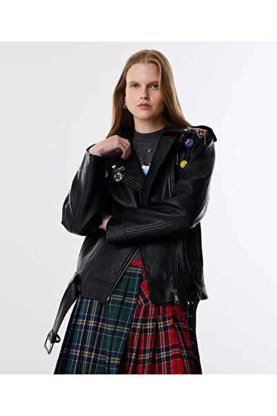 Twist Biker Coat with Pin Accessories