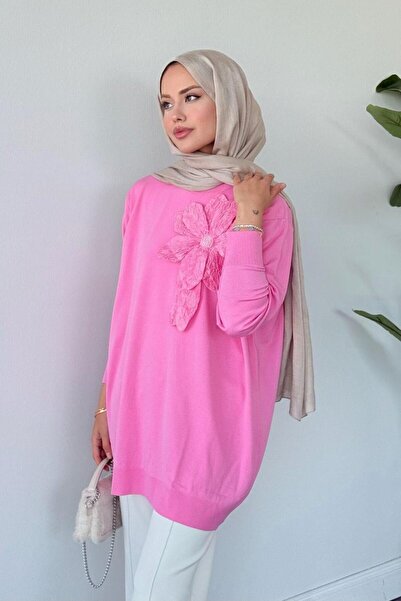 Şulemoda Giyim Mercerized Floral Tunic Pink