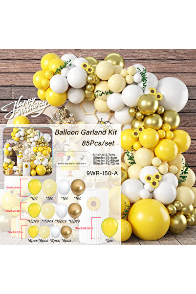Choice Other 9WR-150-A 85pcs Yellow White Balloon Arch Kit with Light Yellow Gold White Latex Balloon for G