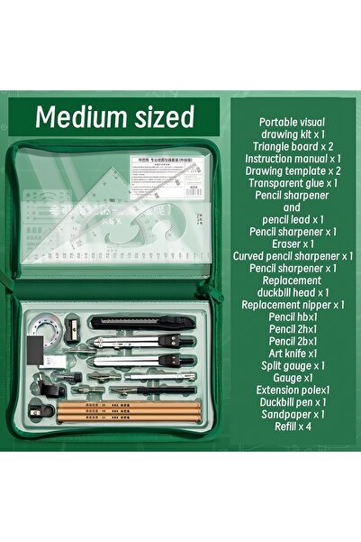 Choice Medium sized Premium Drawing Tool Set, Stainless Steel, Precision Tools, CAD, Multi-Function Measure