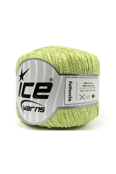 Ice yarns 6X50Gr. Fettuccia Acrylic Light Green Stripe, Summer Yarns, Worsted...