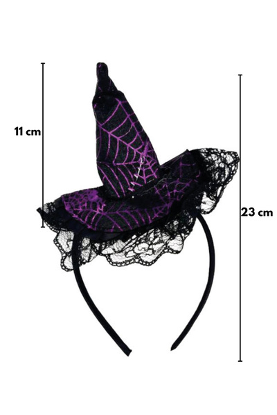 Le Mabelle Girl's Crown with Black Witch Hat Figure