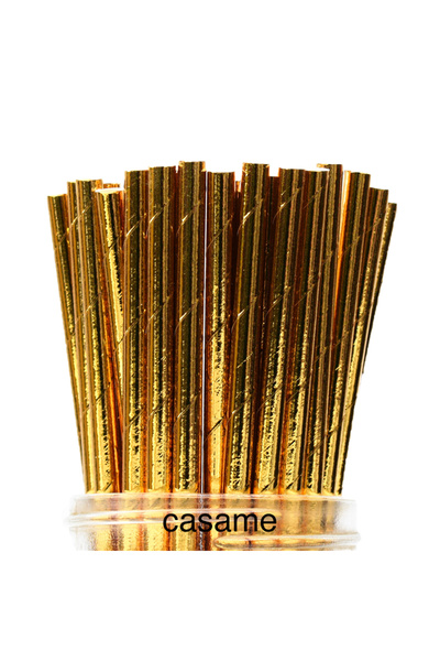 Choice1 Foil gold 25pcs Metallic Gold heart star Foil Stripe Paper Straws Sil...