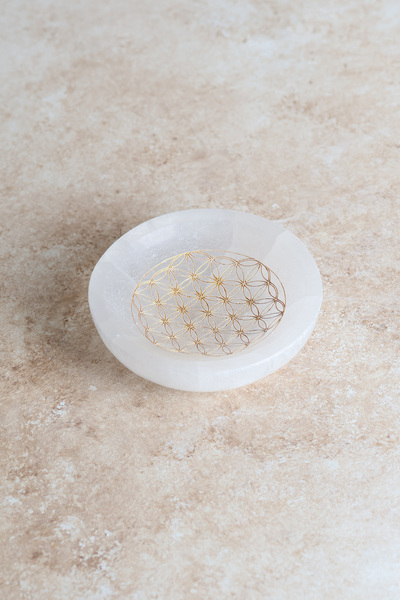 Safnaturel Selenit Doğal Taş Desenli Tabak