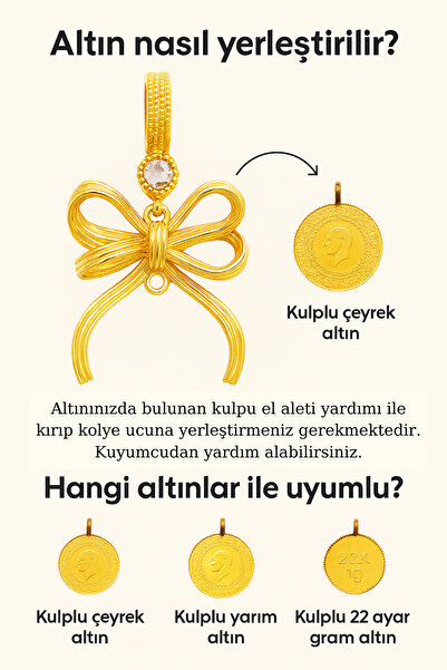 TwinsCollection Fiyonk Detaylı Yarımlı, Çeyrekli, Gram Altın Uyumlu Çelik Burgu Zincir Kolye